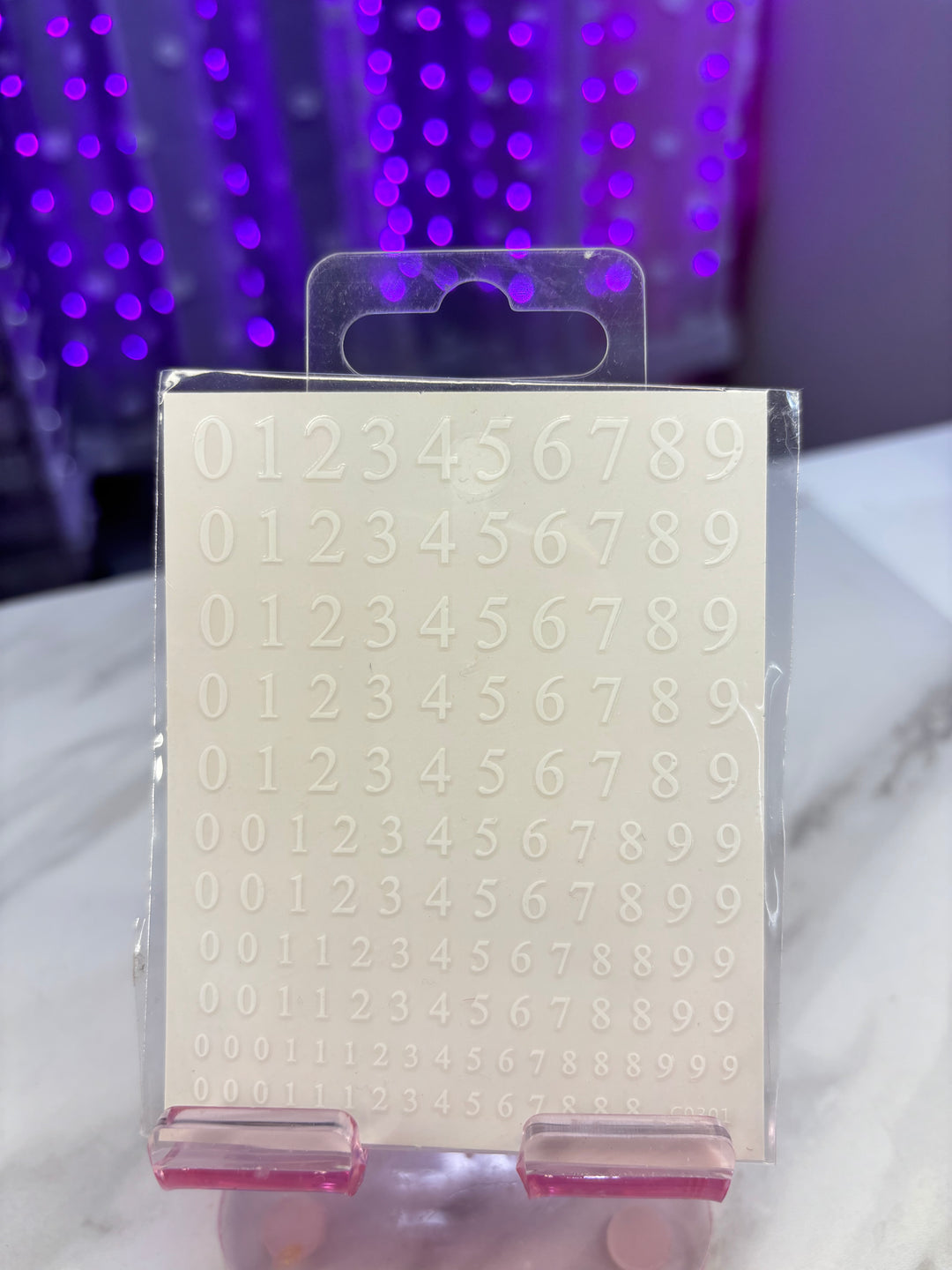 WHITE NUMBER NAIL STICKER