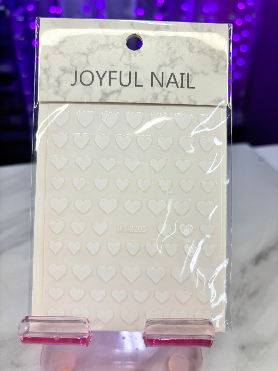 WHITE HEART NAIL STICKER