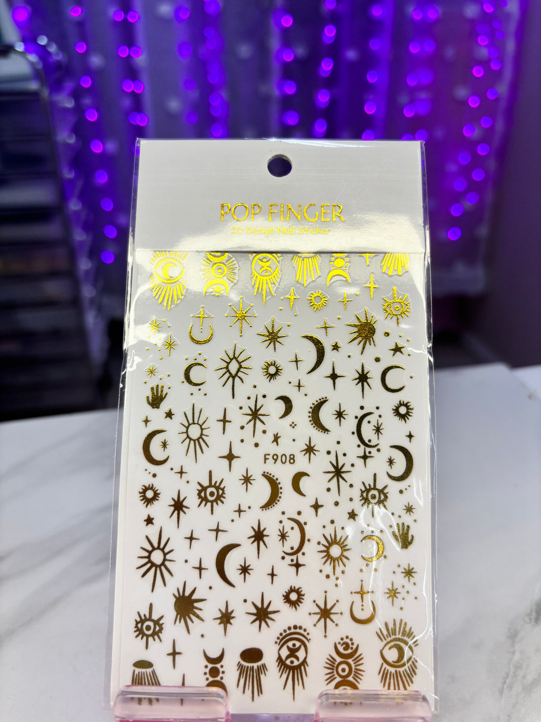 GOLD STAR AND MOON NAIL STICKER