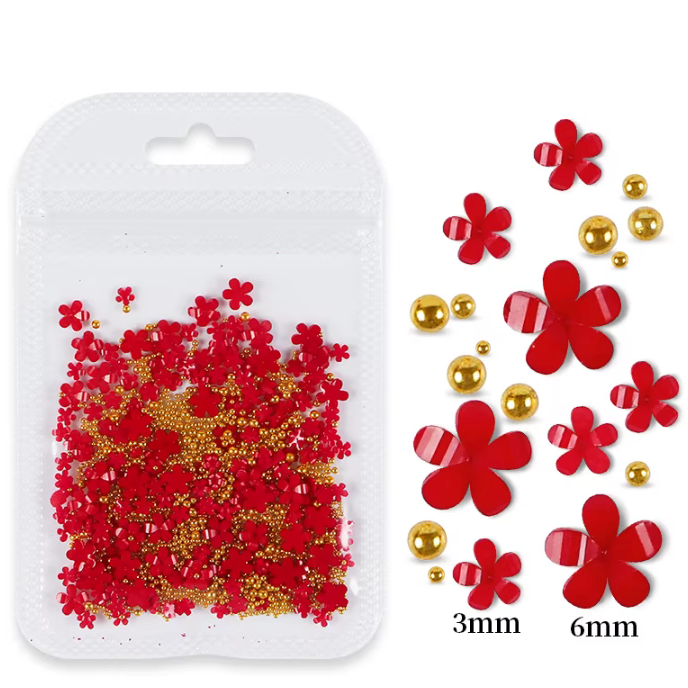 3D RED AND GOLD FLOWER