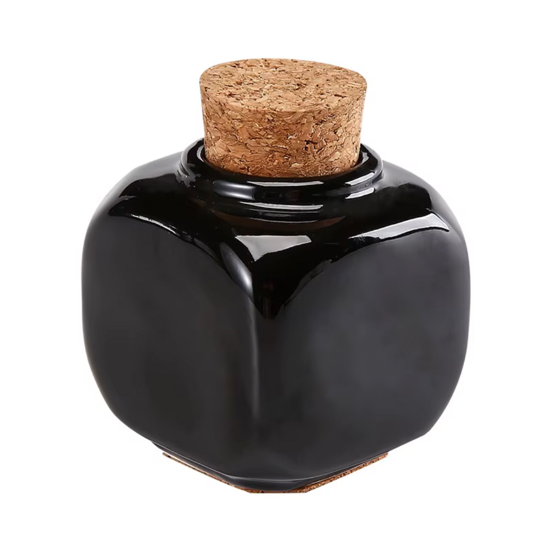 BLACK DAPPEN DISH WITH CORK