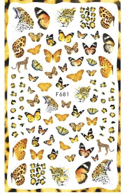 NAIL STICKER LEOPARD PRINT BUTTERFLY