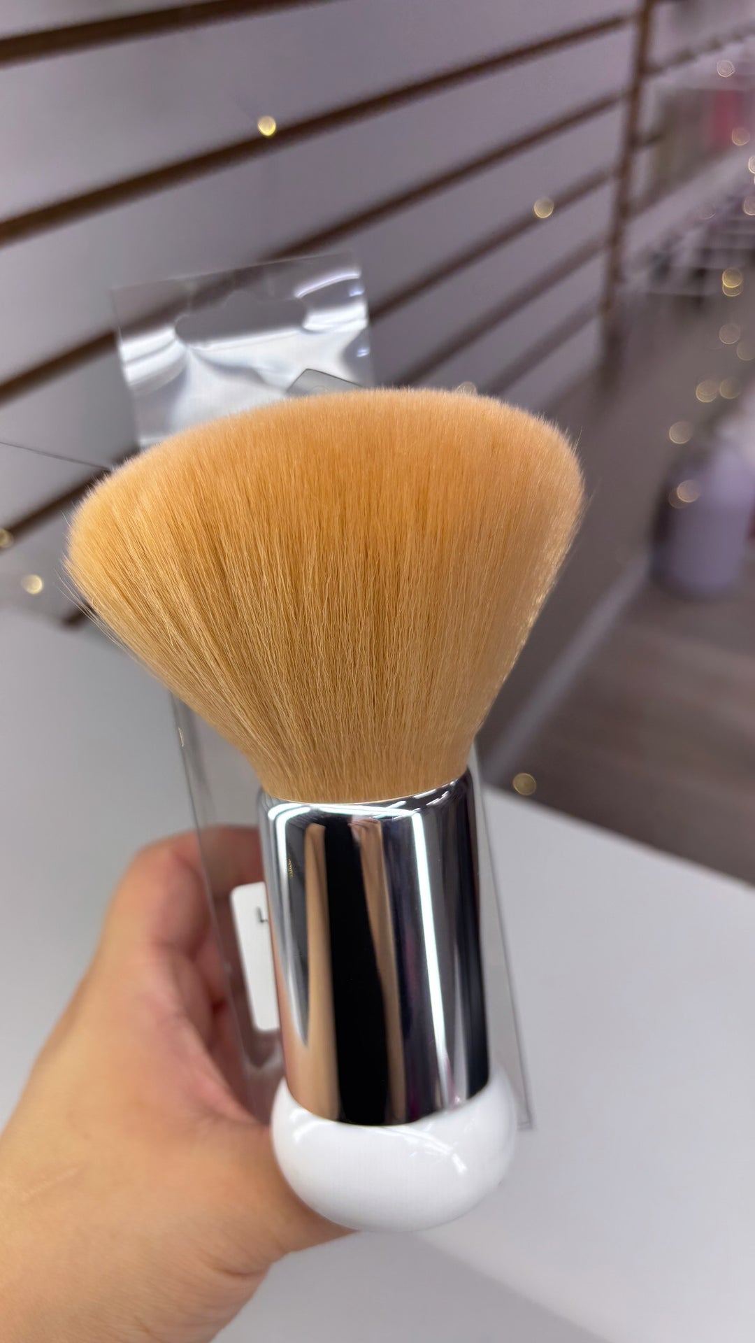 WHITE AND SILVER LARGE DUST BRUSH