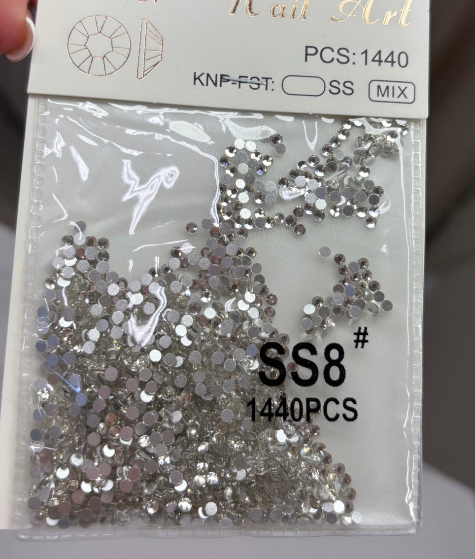 CLEAR 1440 pcs rhinestone SIZE 8