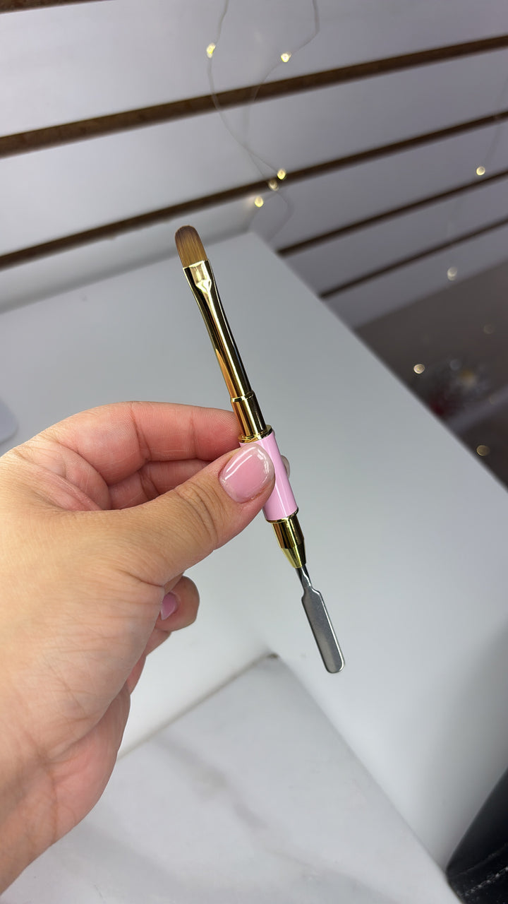 DOUBLE ENDED PINK AND GOLD GEL BRUSH + SPATUALA