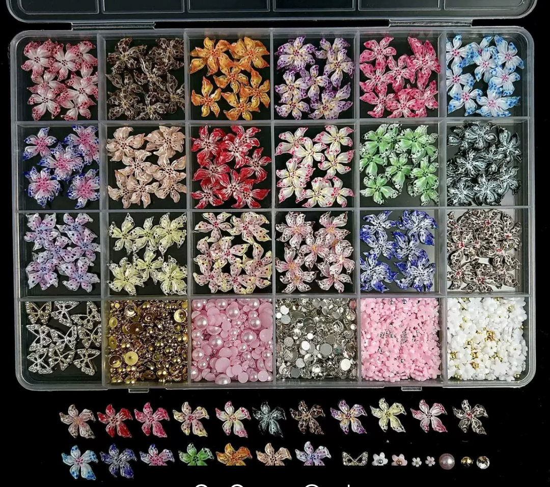 24 GRID NAIL ART BOX HAWAII FLOWER