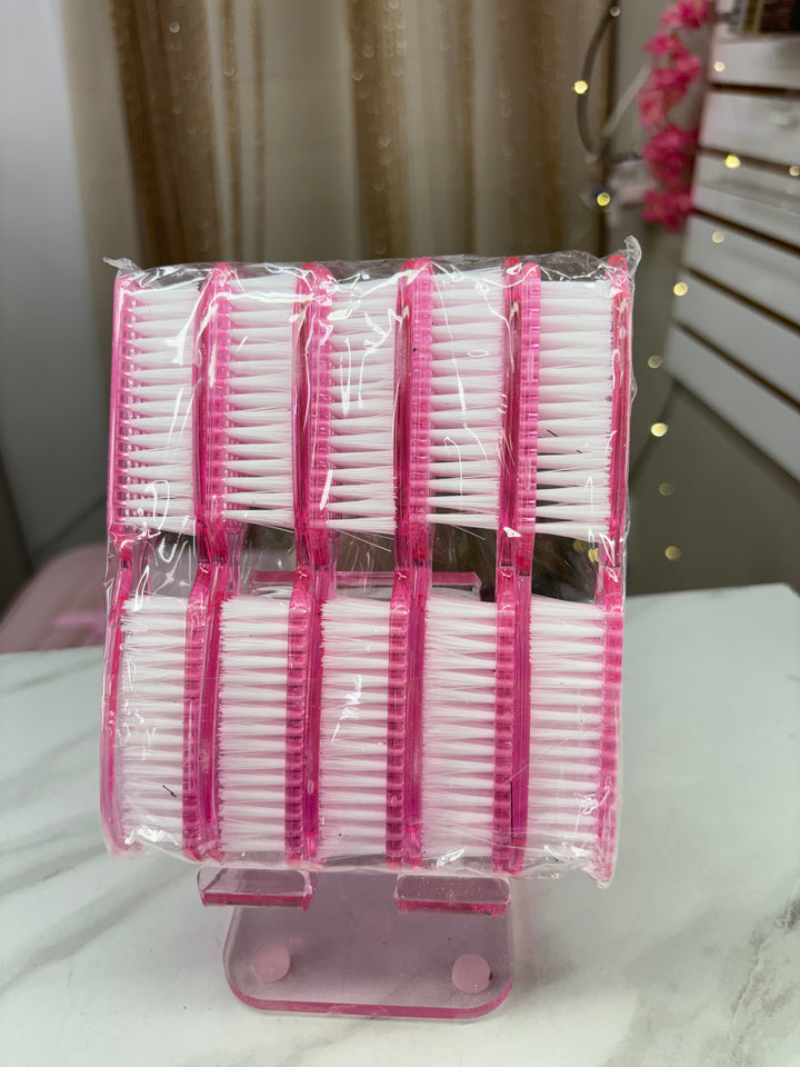 12 pack clear pink manicure brush