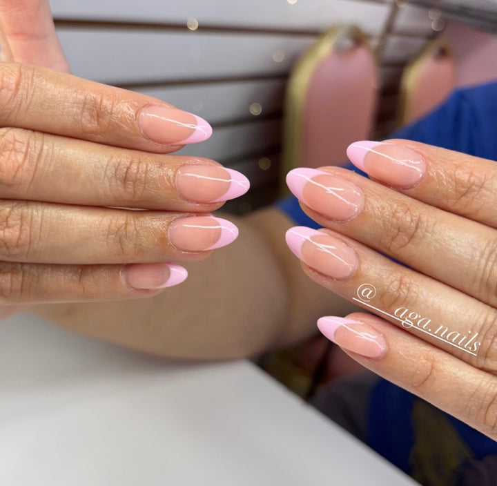 A.G.A FULL COVER NATURAL ALMOND SHORT TIPS