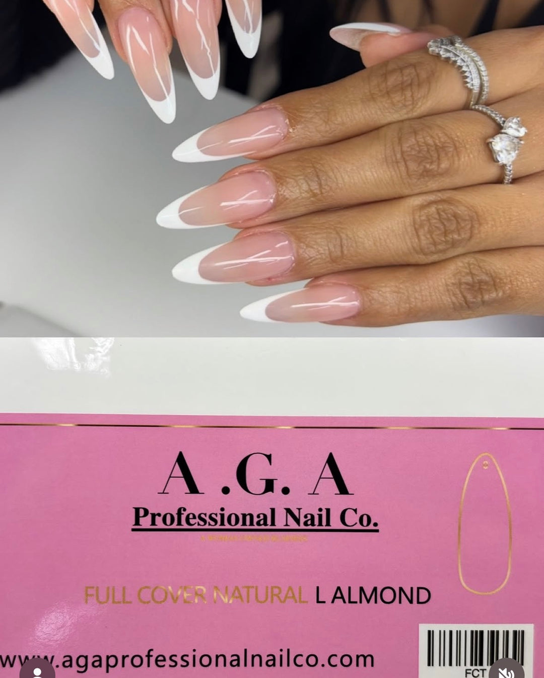 A.G.A FULL COVER NATURAL ALMOND LONG TIPS
