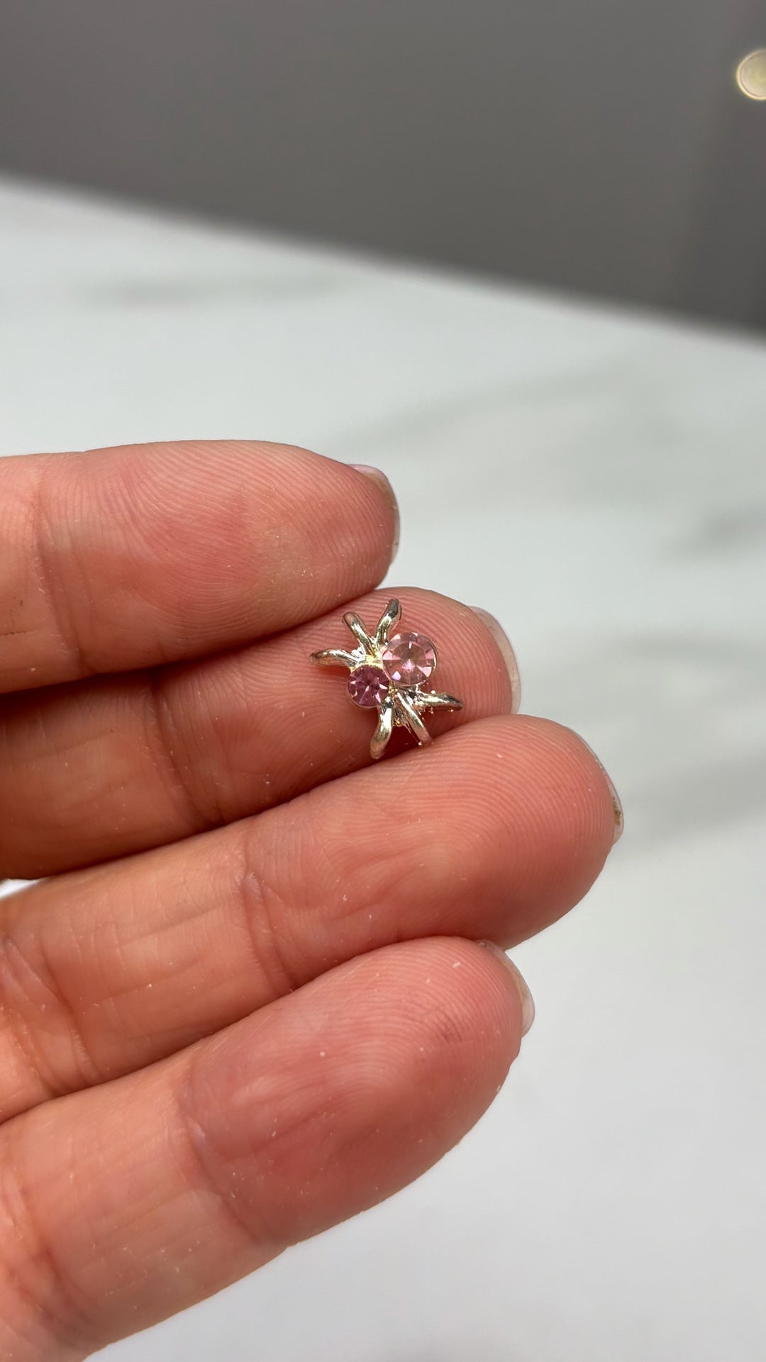 Pink and silver spider Halloween charm