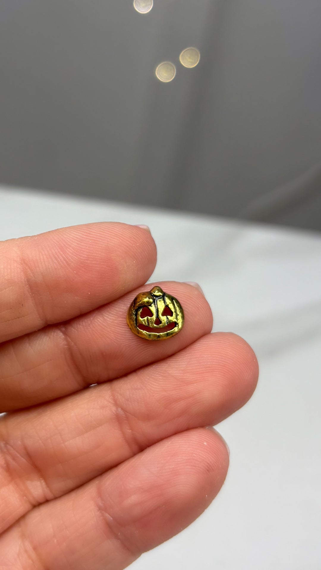 Gold pumpkin nail charm