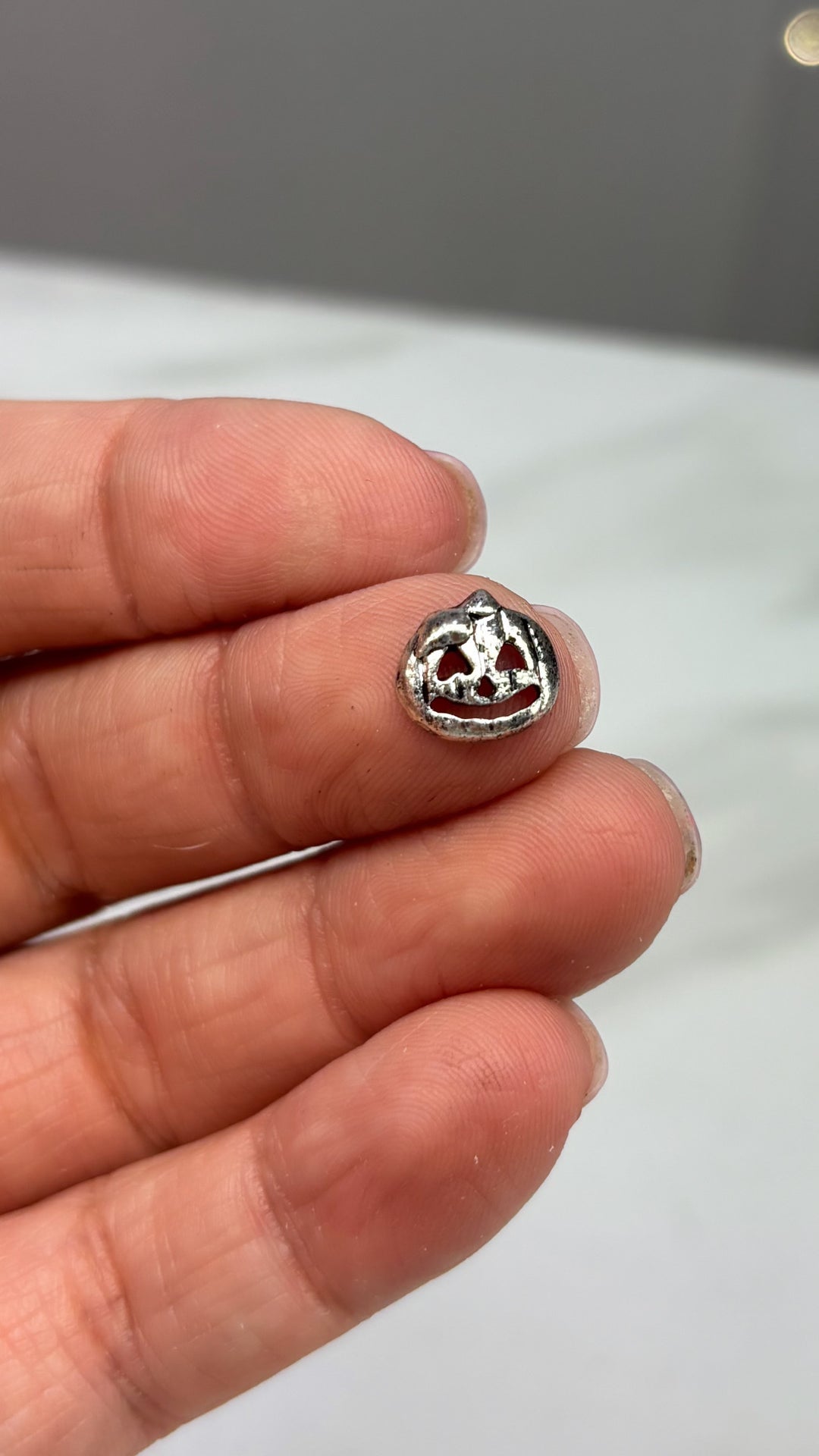 Silver pumpkin Halloween nail charm