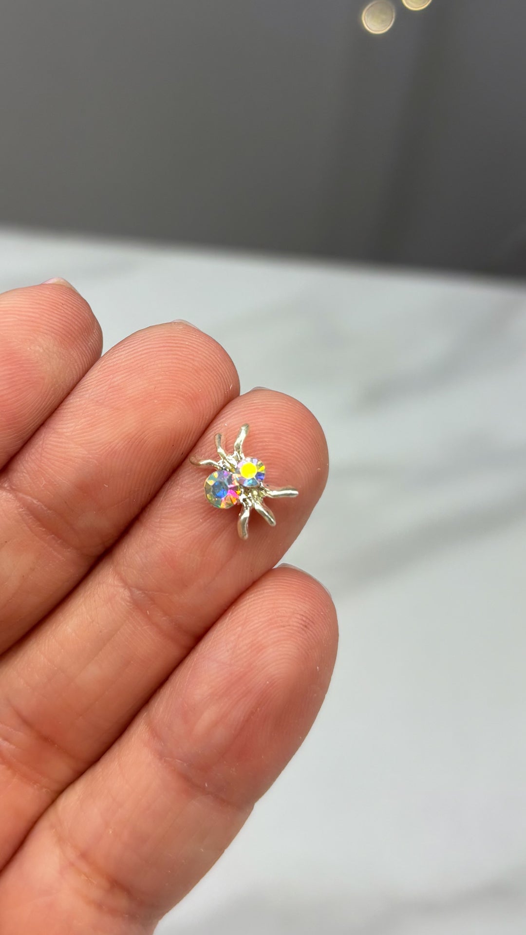 Silver spider Halloween nail charm