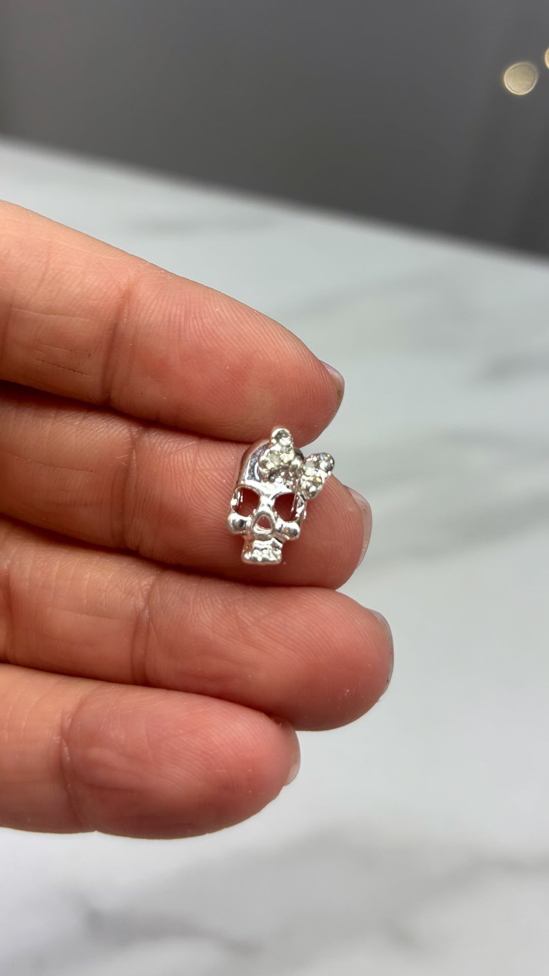 Silver skull Halloween nail charm