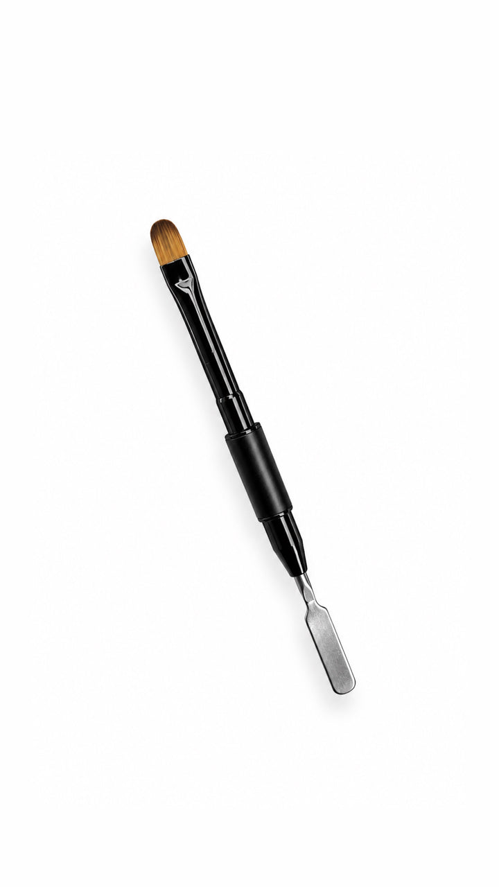 DOUBLE ENDED GEL BRUSH + SPATULA MATTE BLACK