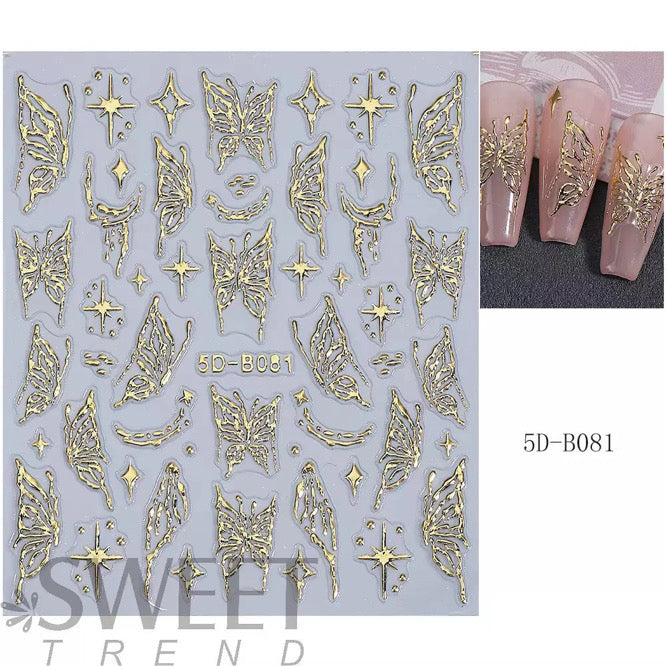 METALIC GOLD BUTTERFLY AND STAR STICKER