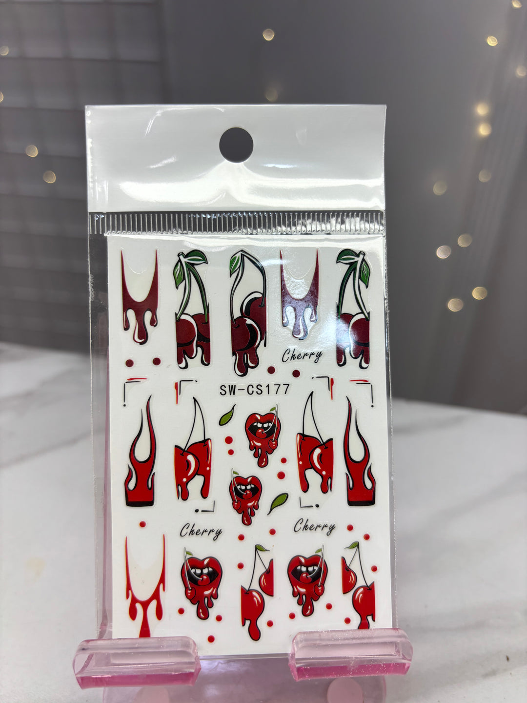 BLOODY CHERRY LIPS HALLOWEEN NAIL STICKER