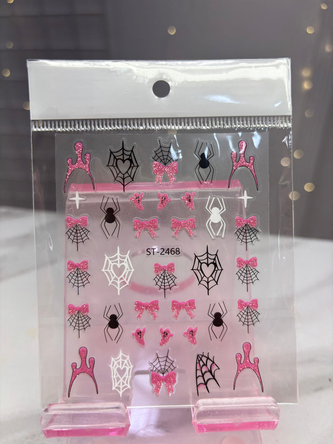 PINK HALLOWEEN NAIL STICKER SPIDER