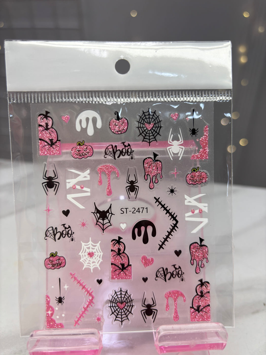 PINK HALLOWEEN NAIL STICKER PUMPKIN