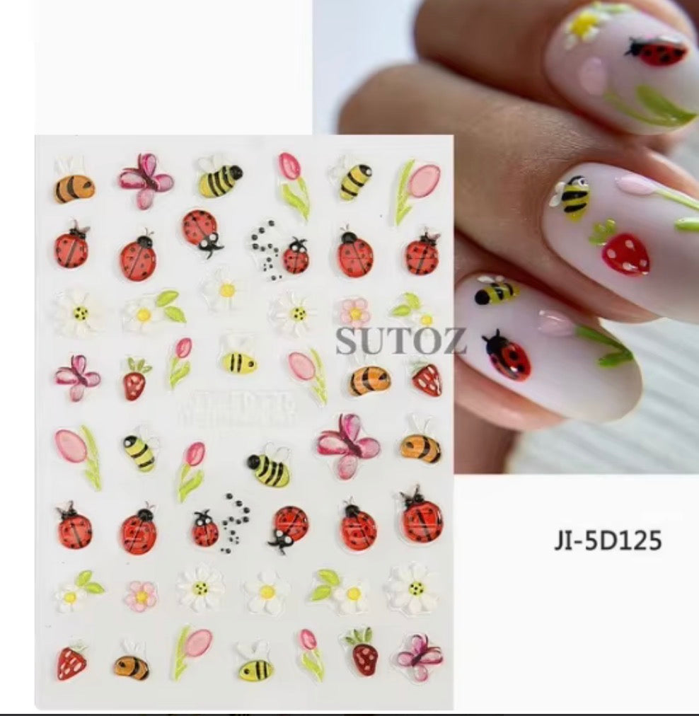 BEE AND LADY BUG NAIL STICKER