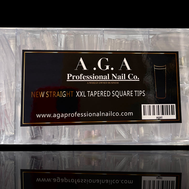 A.G.A CLEAR 2XL TAPERED SQAURE TIPS ( NATURAL CURVE )