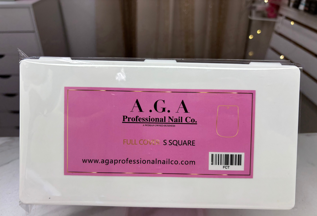 A.G.A SQUARE SHORT  NATURAL FULL COVER GEL X TIPS