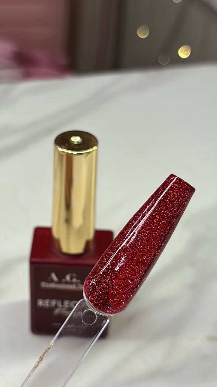 A.G.A RED REFLECTIVE GLITTER GEL POLISH