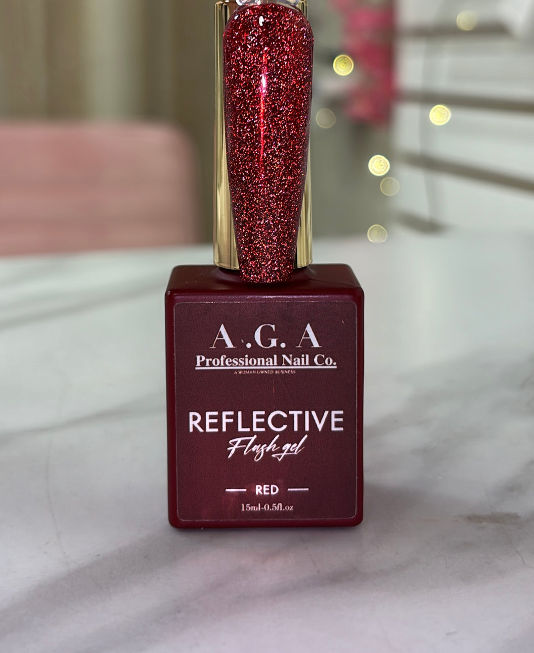 A.G.A RED REFLECTIVE GLITTER GEL POLISH