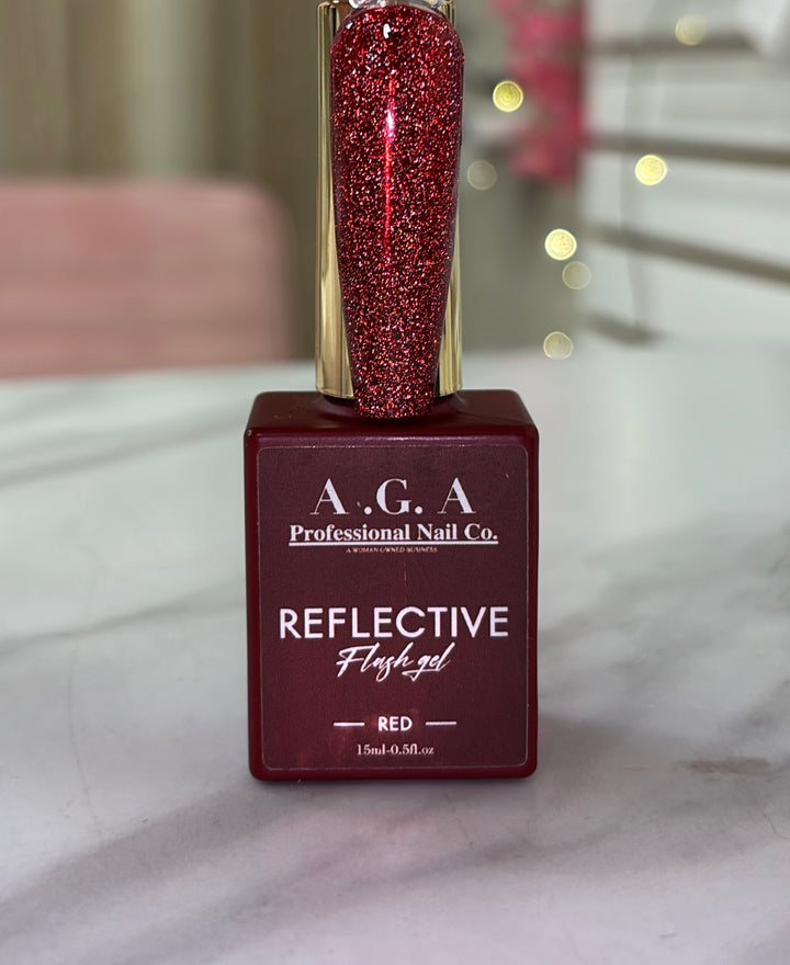 A.G.A RED REFLECTIVE GLITTER GEL POLISH