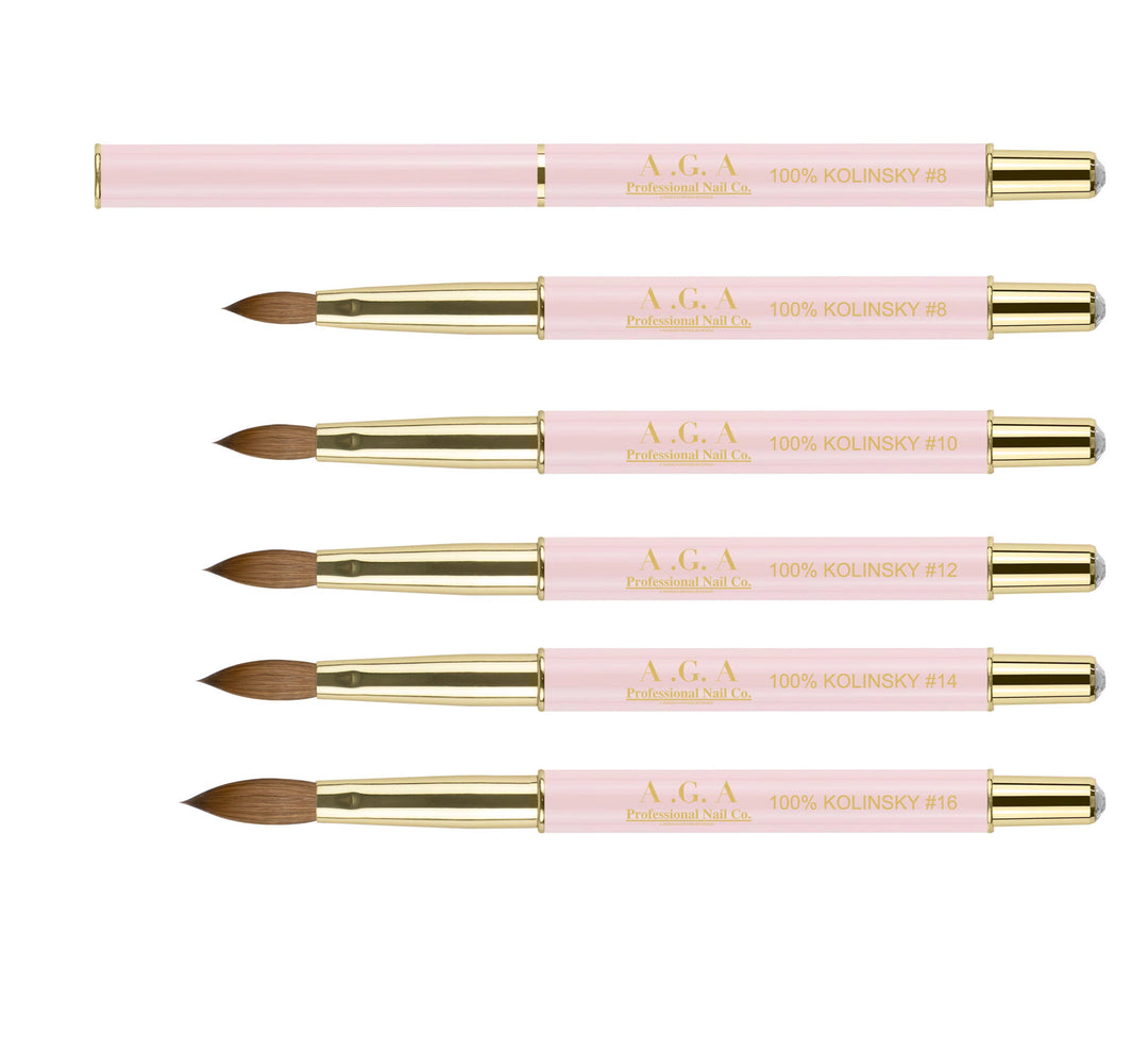 A.G.A PINK AND GOLD ACRYLIC BRUSH 100% KOLINSKY