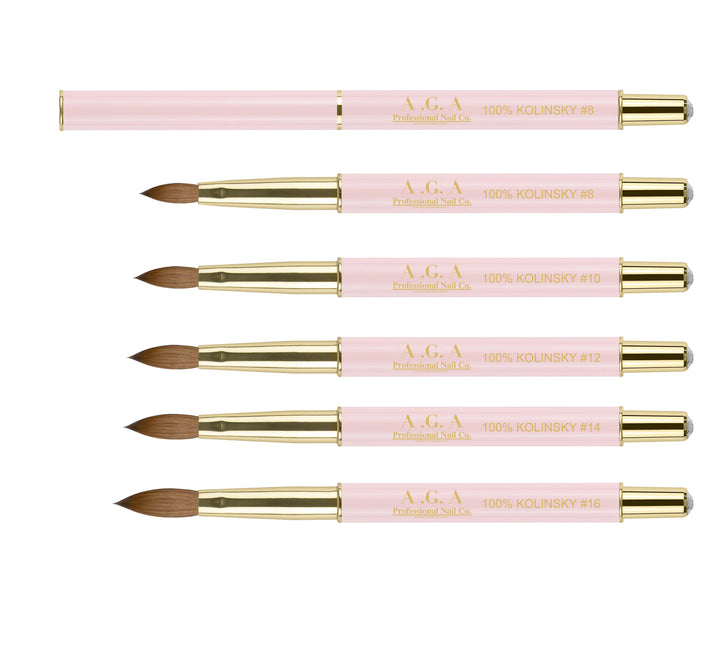 A.G.A PINK AND GOLD ACRYLIC BRUSH 100% KOLINSKY