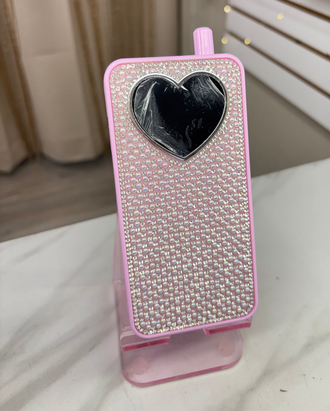 PINK HEART SHAPE BLINGED NAIL DRILL