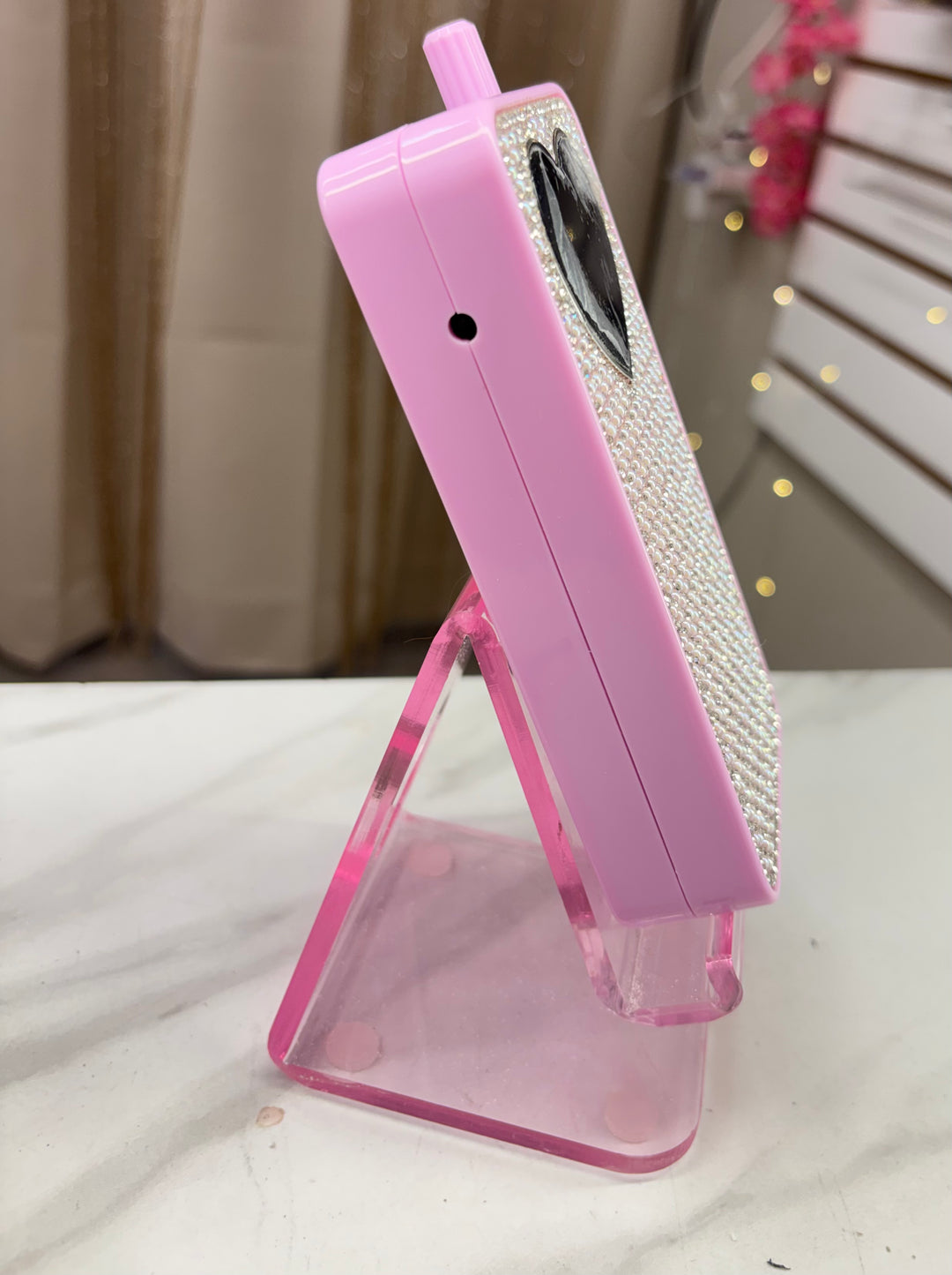 PINK HEART SHAPE BLINGED NAIL DRILL