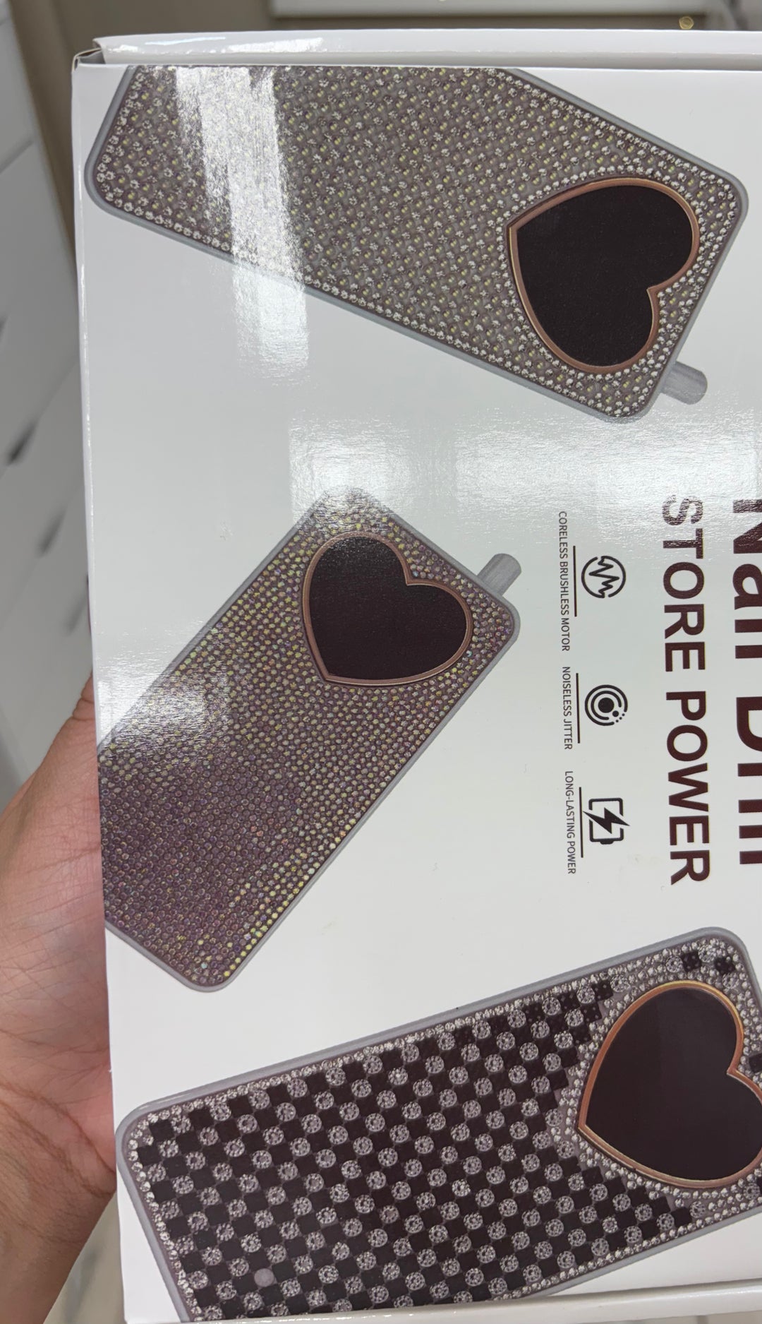 PINK HEART SHAPE BLINGED NAIL DRILL