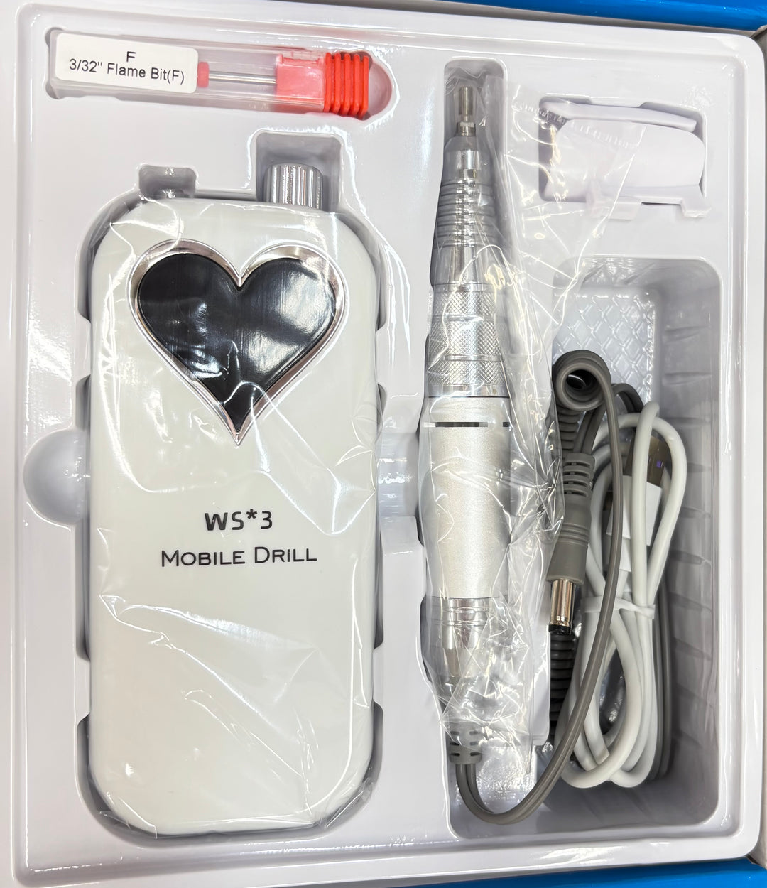 WHITE HEART SHAPE NAIL DRILL