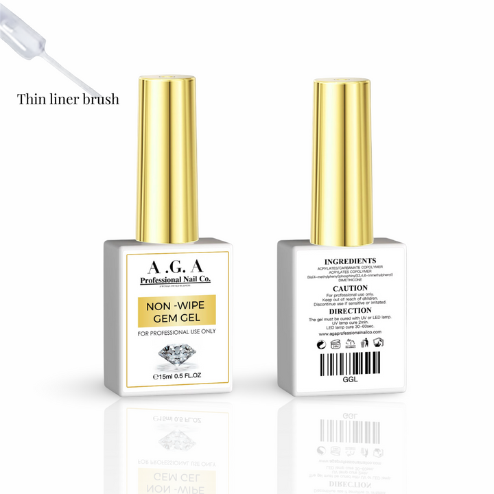 A.G.A NON- WIPE GEM GEL 15ML ( WITH LINER BRUSH )