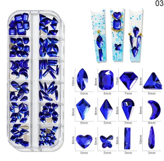 MIXED CRYSTAL SHAPE BOX ( RHINESTONE )