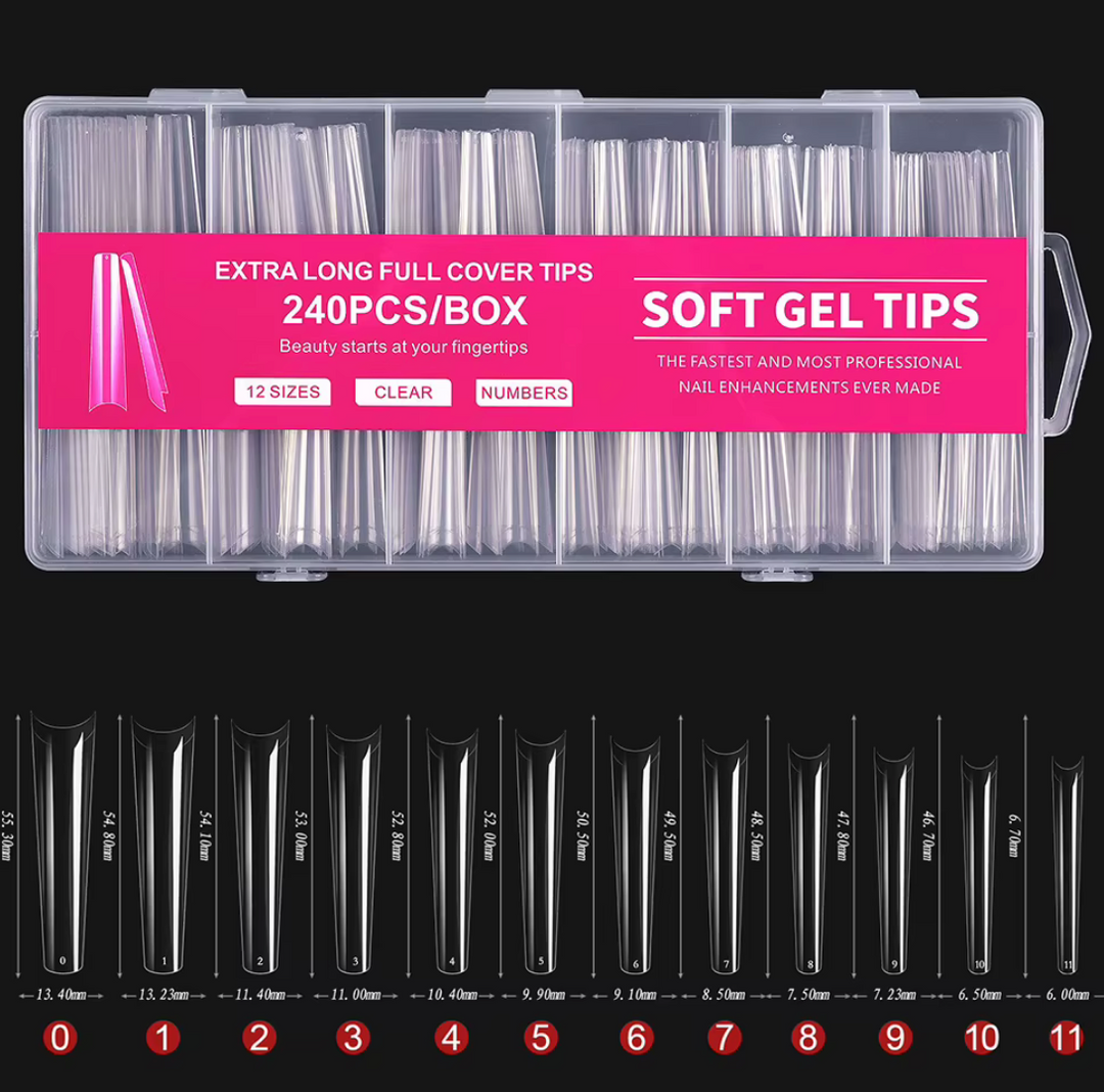 ACRYLIC EXTRA LONG COFFIN NAIL TIPS
