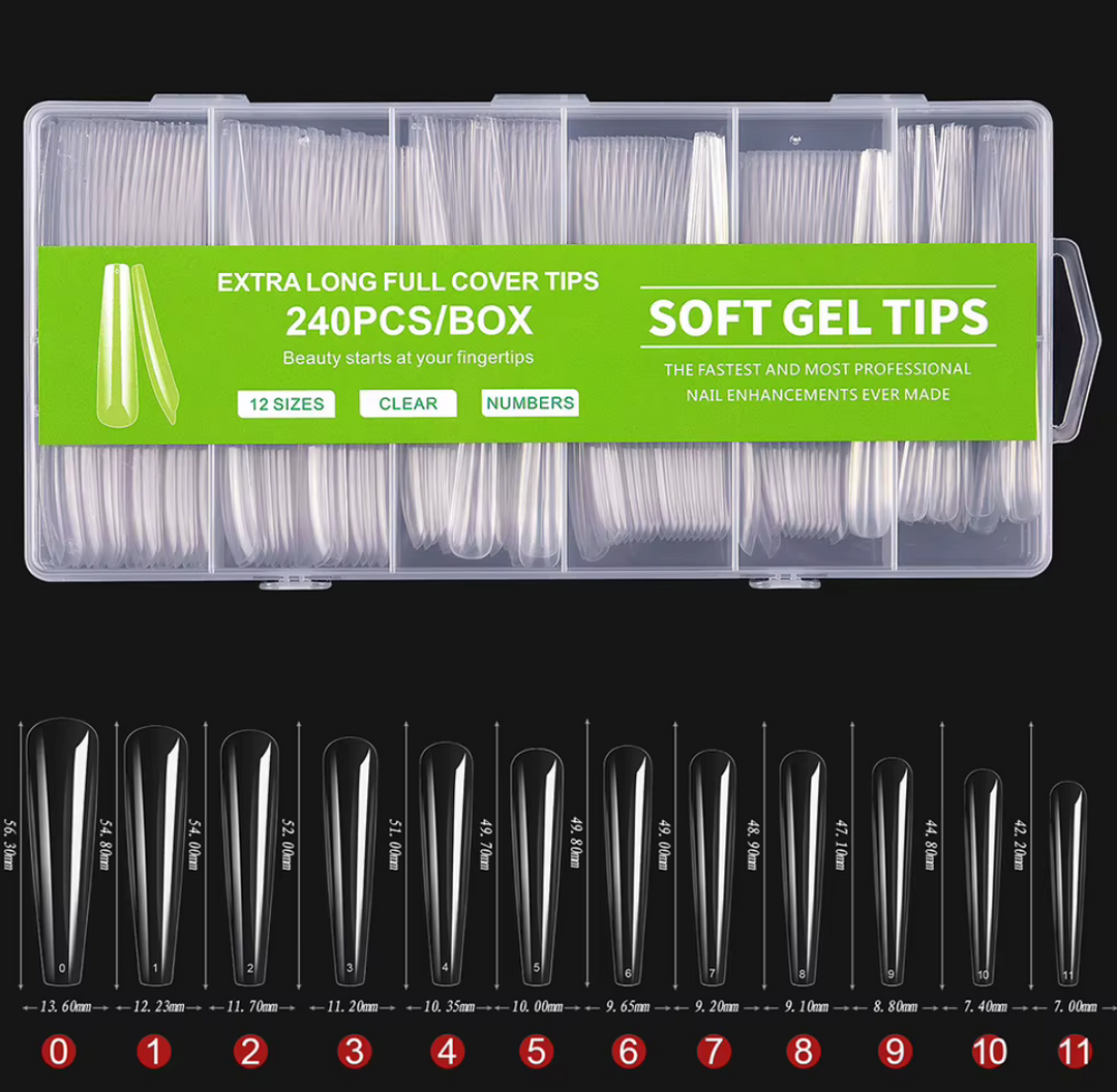 FULL COVER EXTRA LONG COFFIN NAIL TIPS
