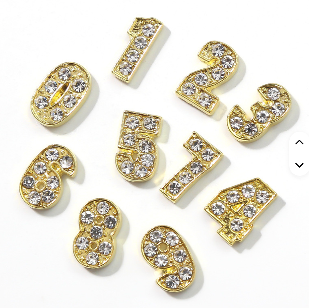 GOLD NUMBER NAIL CHARM  ( 10 PCS )