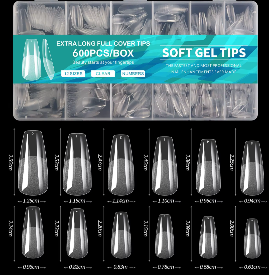 FULL COVER COFFIN MEDIUM NAIL TIPS