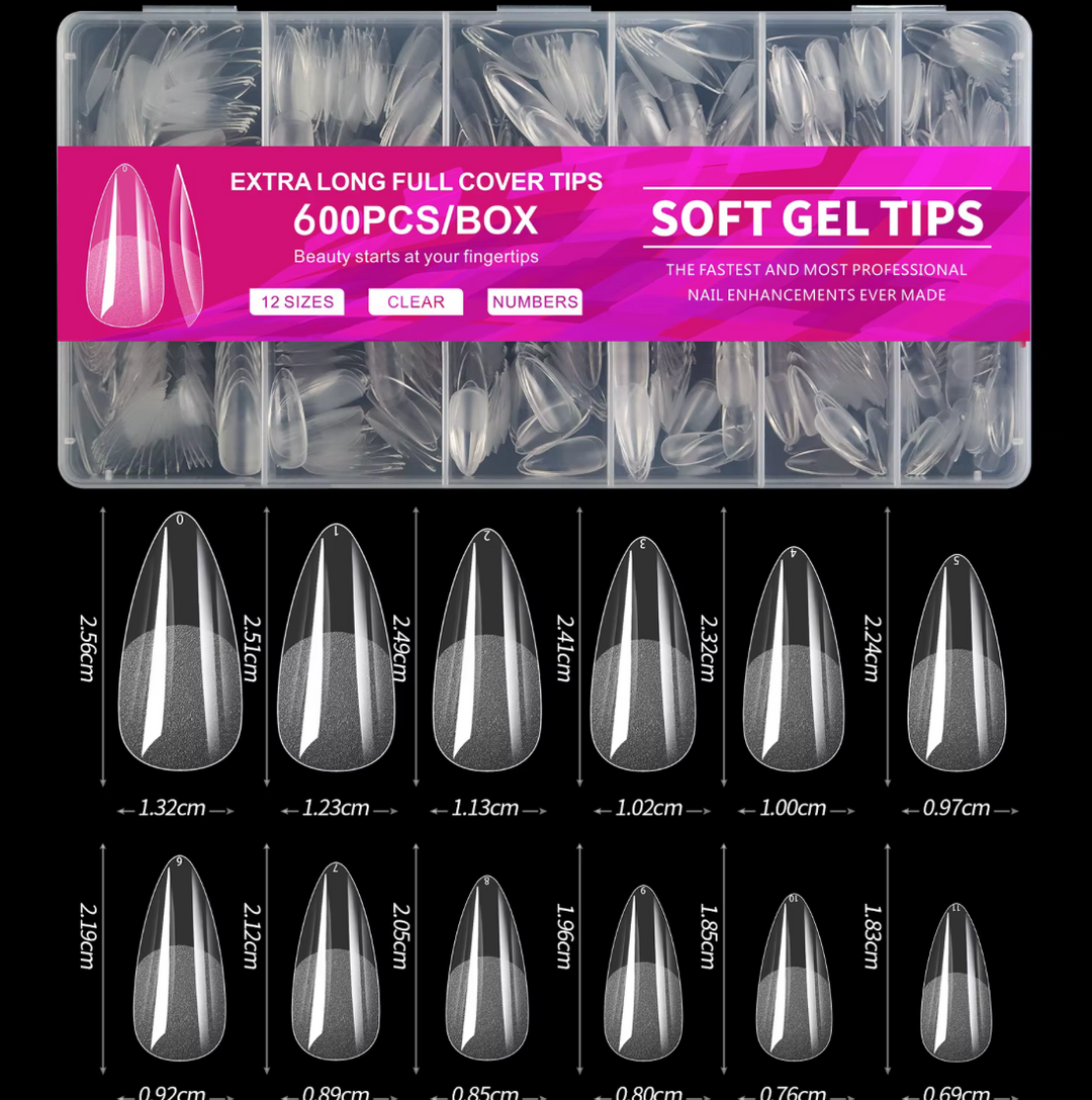 FULL COVER ALMOND MEDIUM NAIL TIPS
