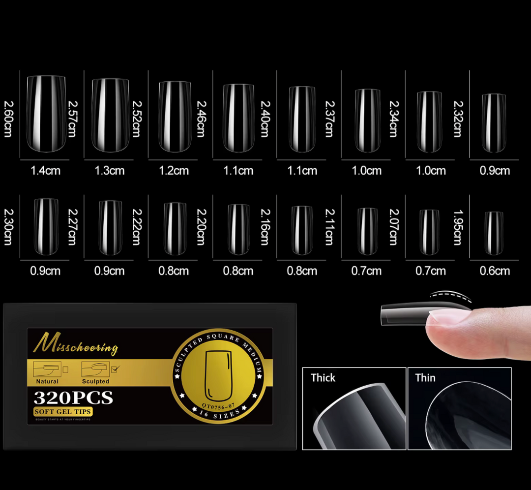 MISSCHEERING SCULPTED SQUARE MEDIUM FULL COVER TIPS