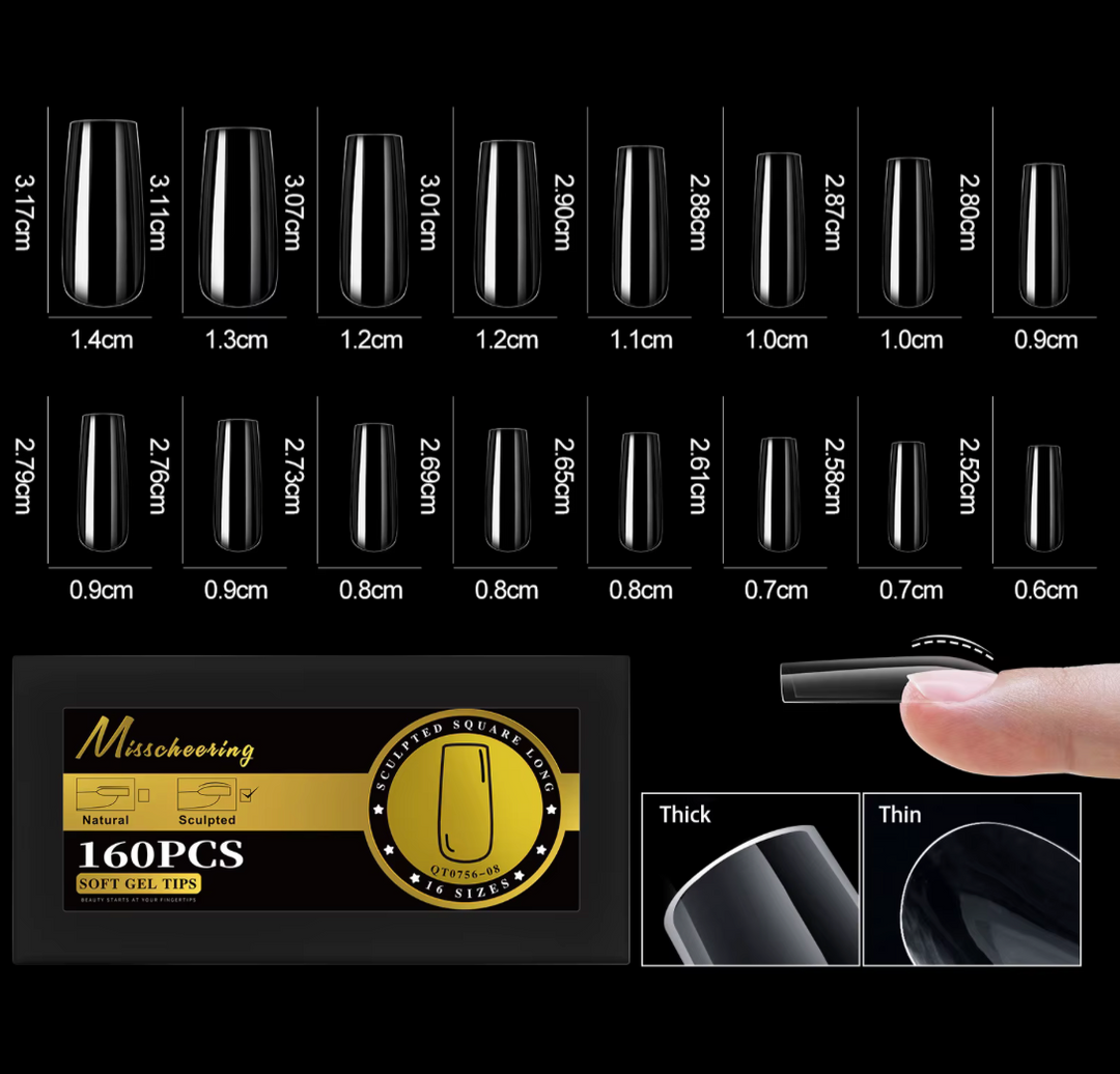 MISSCHEERING SCULPTED SQUARE LONG FULL COVER TIPS