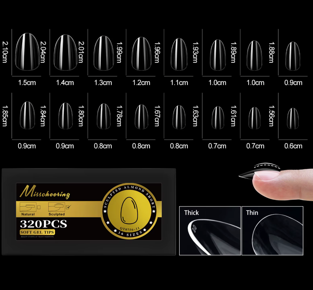 MISSCHEERING SCULPTED ALMOND SHORT FULL COVER TIPS