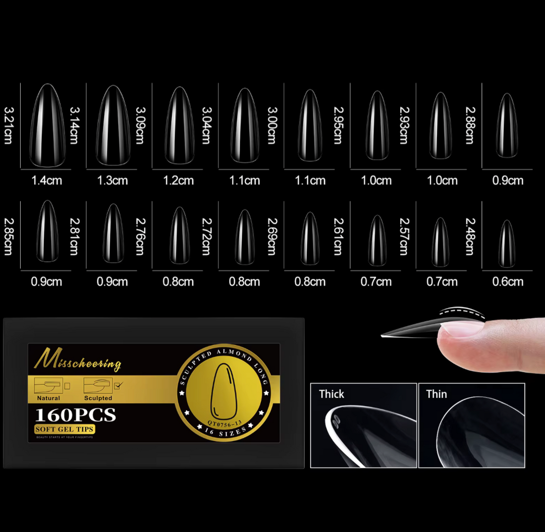 MISSCHEERING SCULPTED ALMOND LONG FULL COVER TIPS