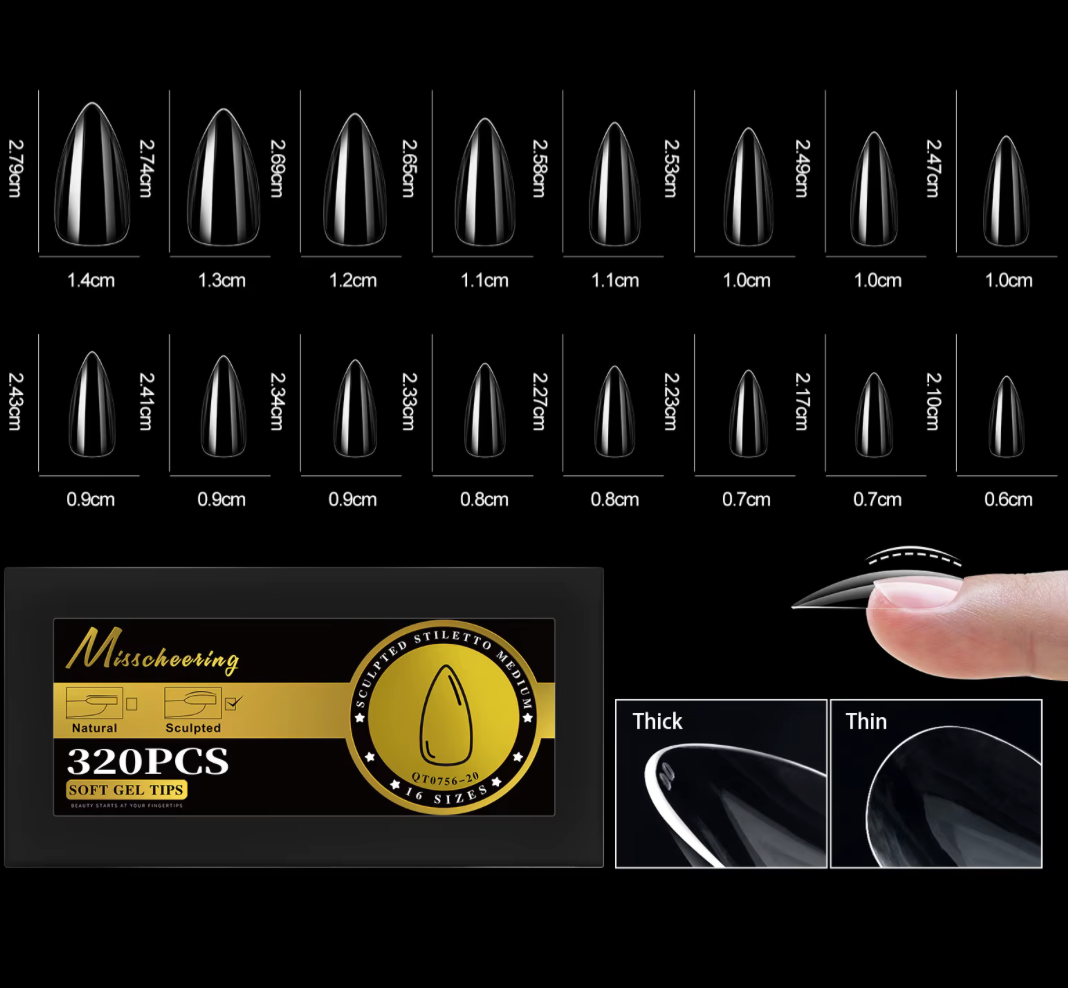 MISSCHEERING SCULPTED STILETTO MEDIUM FULL COVER TIPS
