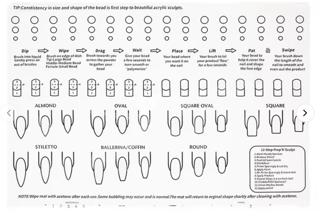 WHITE SILICONE REUSABLE  PRACTICE MAT FOR NAILS
