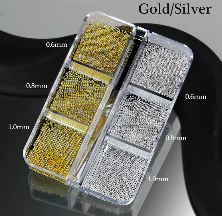 GOLD AND SILVER CAVIAR BEAD 6 GRID BOX