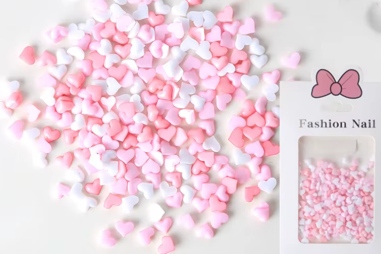 MULTI COLOR PLASTIC HEART NAIL ART